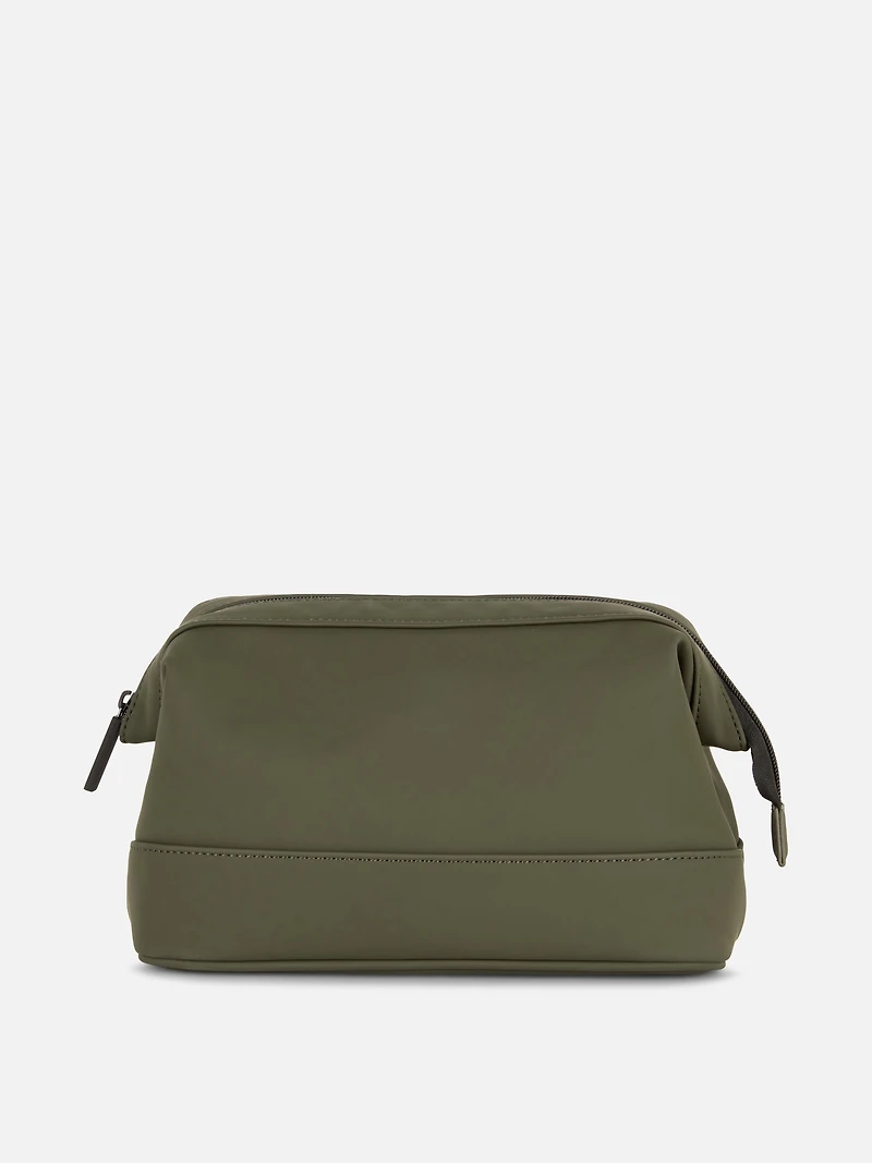Men's Olive Wash Bag With Zip Closure