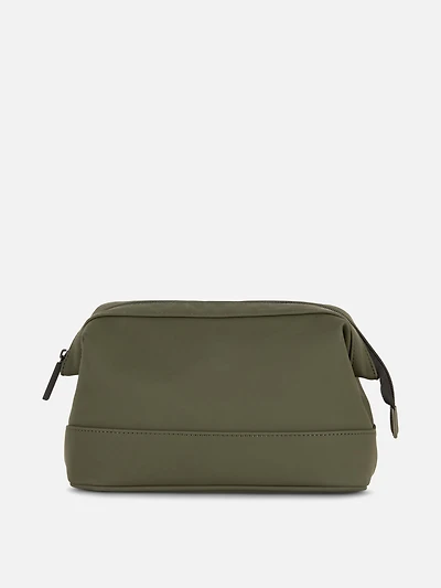 Men's Olive Wash Bag With Zip Closure