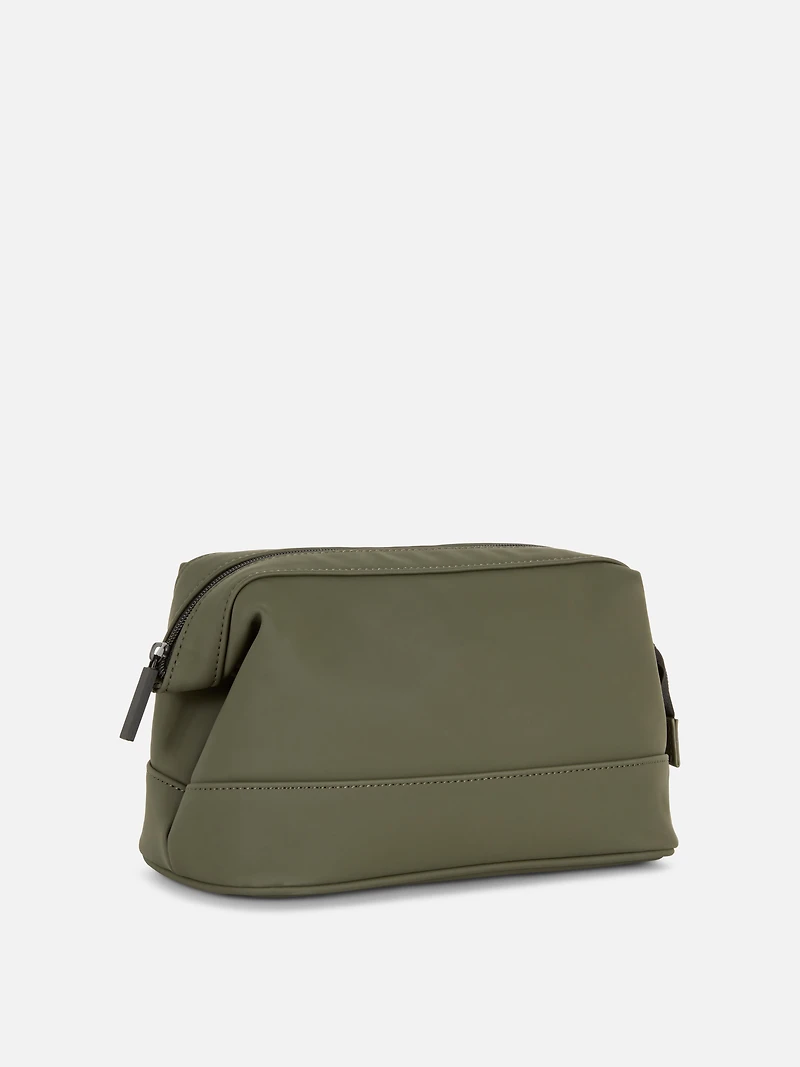 Men's Olive Wash Bag With Zip Closure