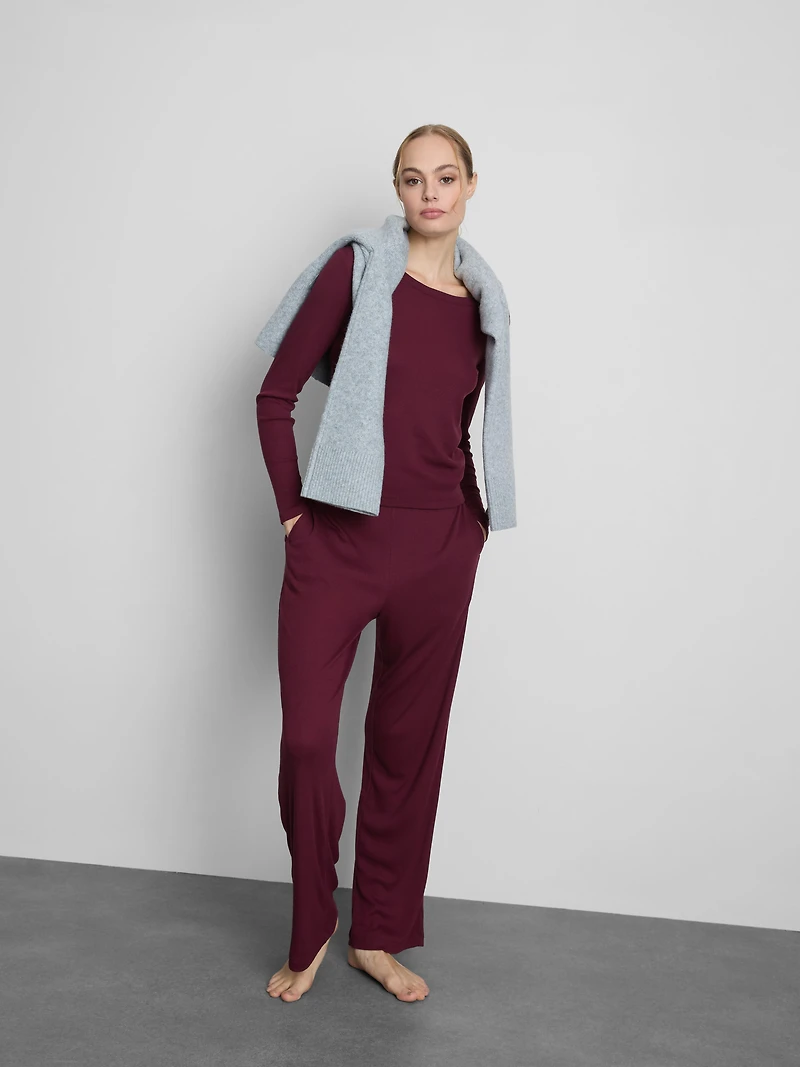 Ribbed Jersey Long Pajamas