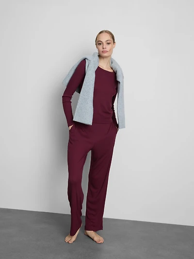 Ribbed Jersey Long Pajamas