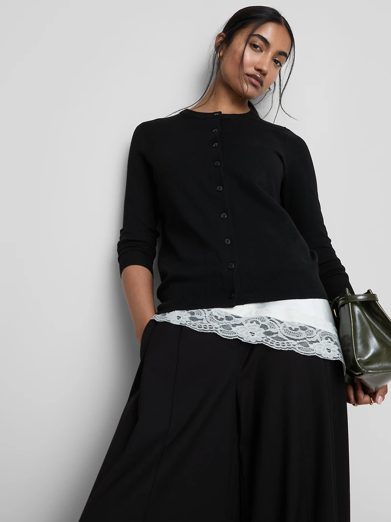 Long Sleeve Crew Neck Cardigan