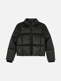 7-15yrs | Faux Leather Puffer Jacket