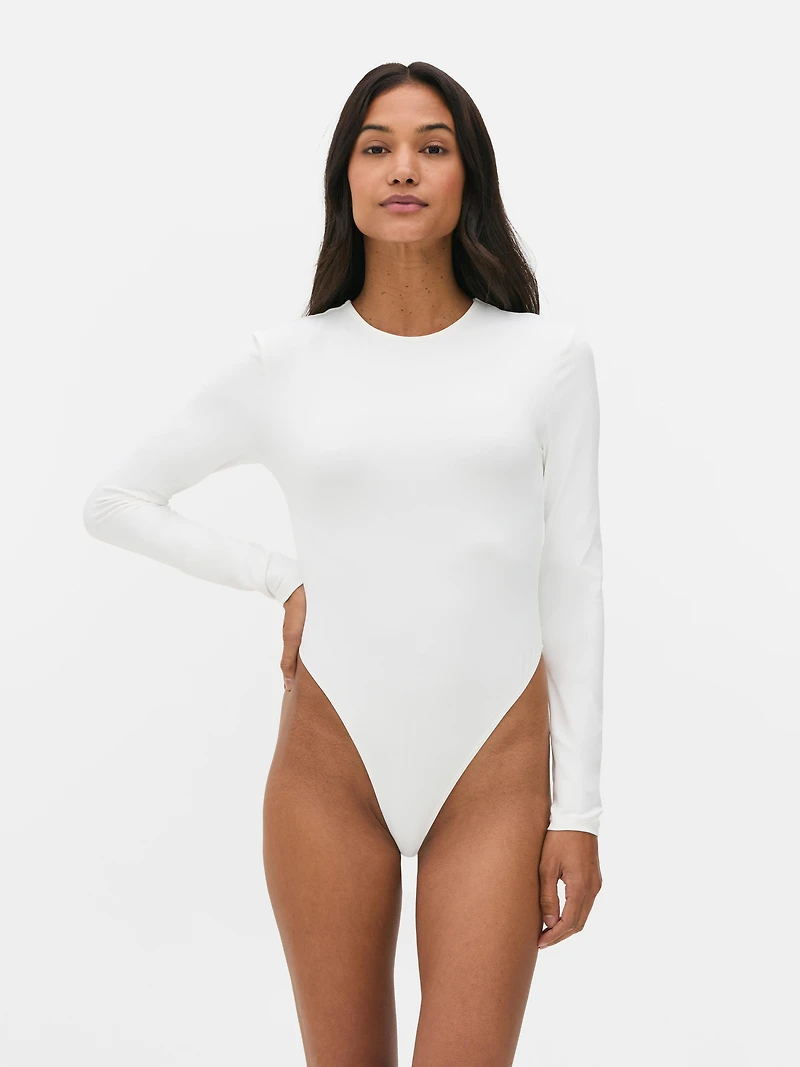 Women's White Essential Long Sleeve Bodysuit