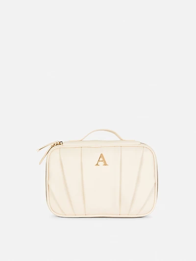 Pleated Initial Makeup bag