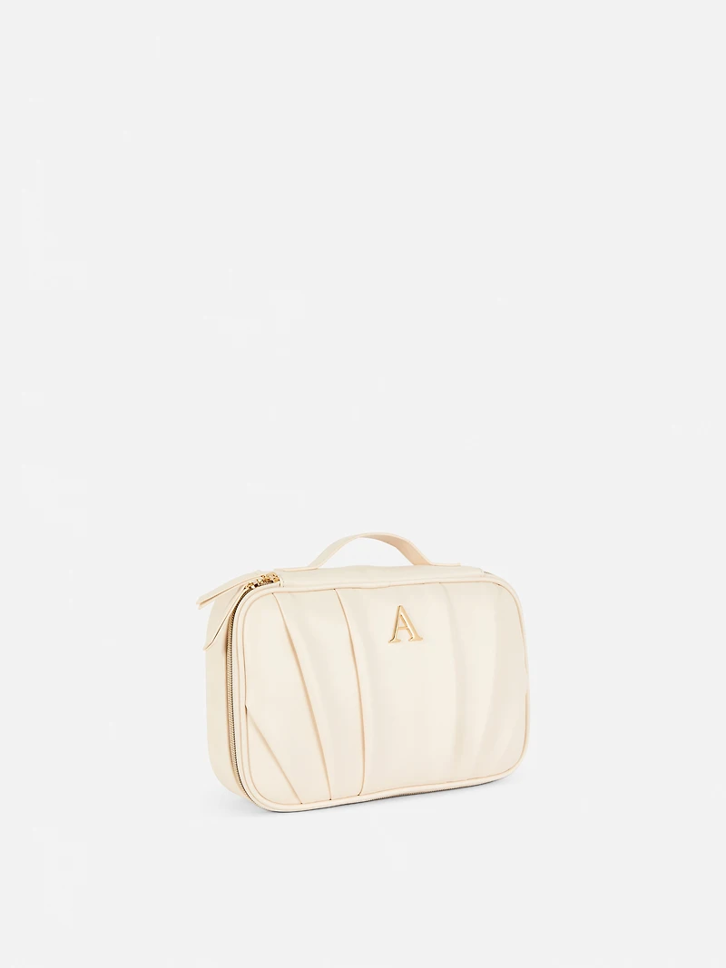 Pleated Initial Makeup bag