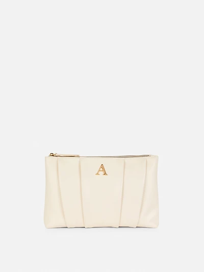 Faux Leather Initial Toiletry Bag