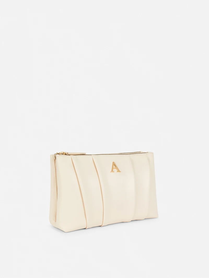 Faux Leather Initial Toiletry Bag