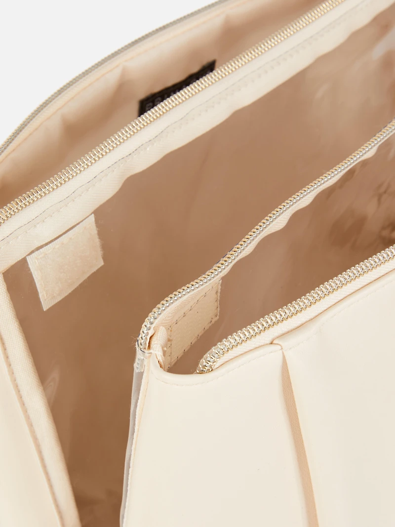 Faux Leather Initial Toiletry Bag