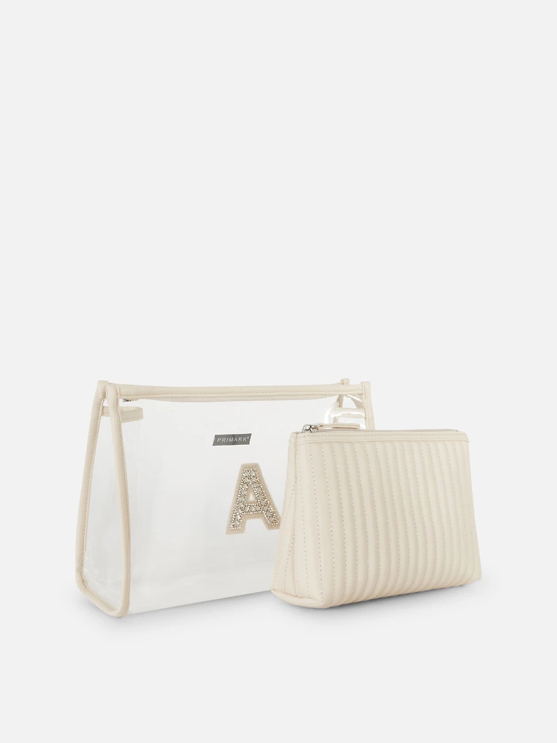 2pk Transparent Initial Wash Bags