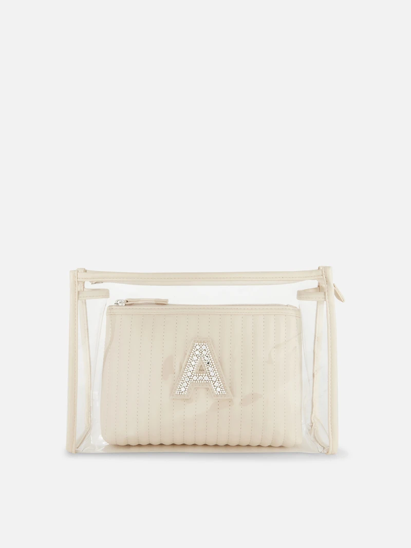 2pk Transparent Initial Wash Bags