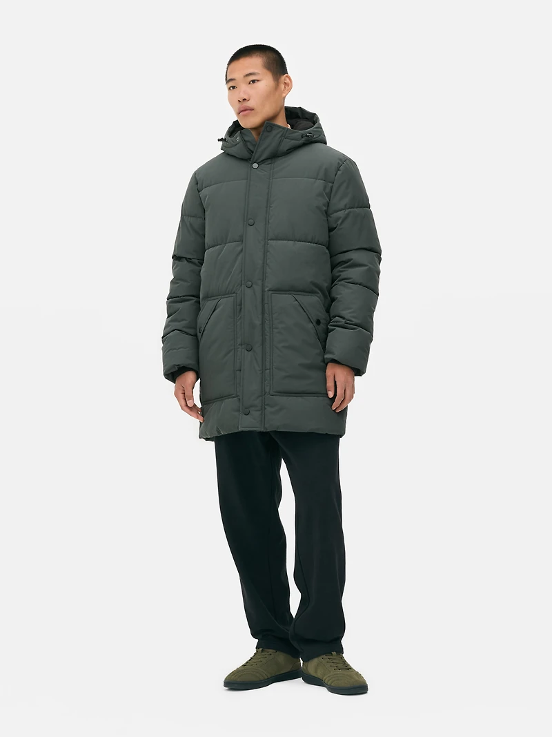 Men's Green THERMOLITE® EcoMade Long Puffer Jacket