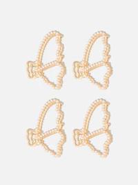 4pk Faux Pearl Butterfly Bulldog Hair Clips