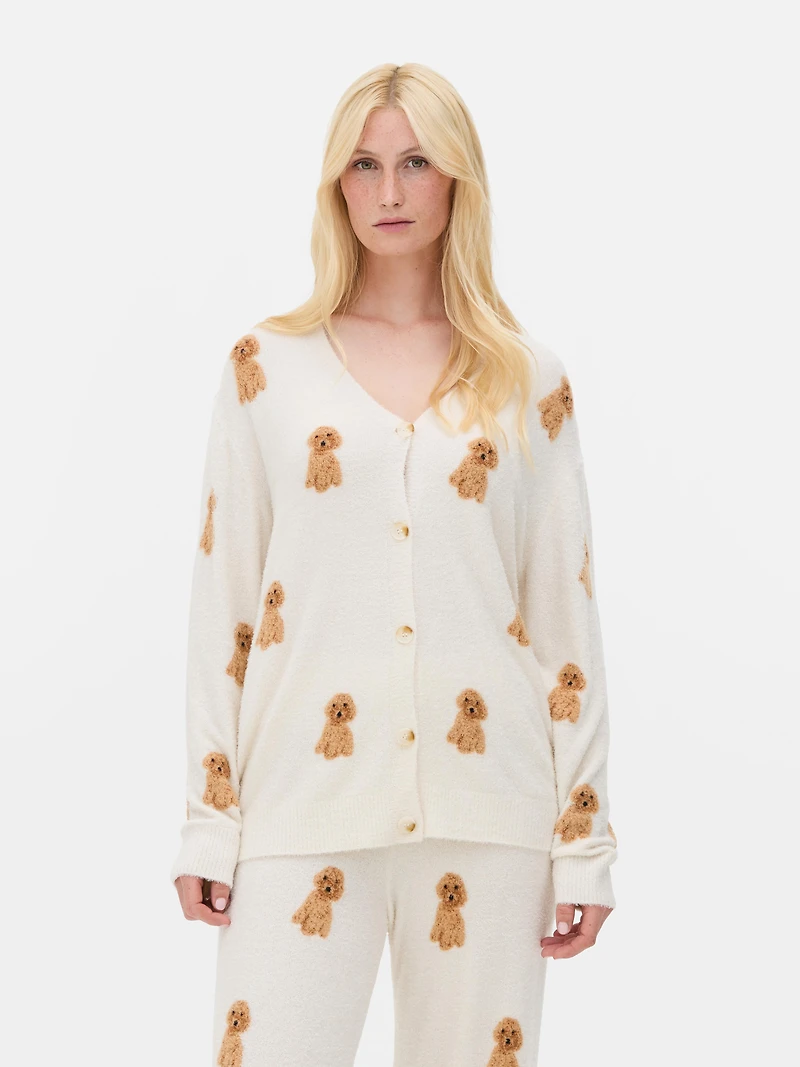 Fluffy Allover Print Cardigan