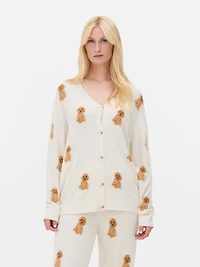 Fluffy Allover Print Cardigan