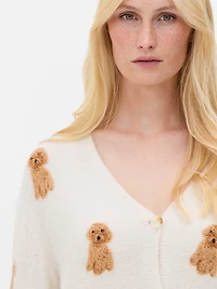 Fluffy Allover Print Cardigan