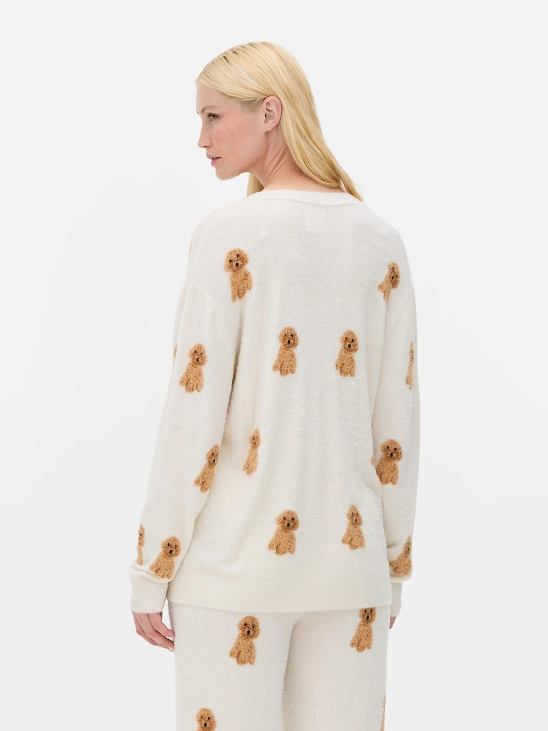 Fluffy Allover Print Cardigan