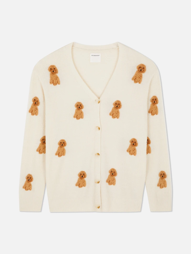 Fluffy Allover Print Cardigan