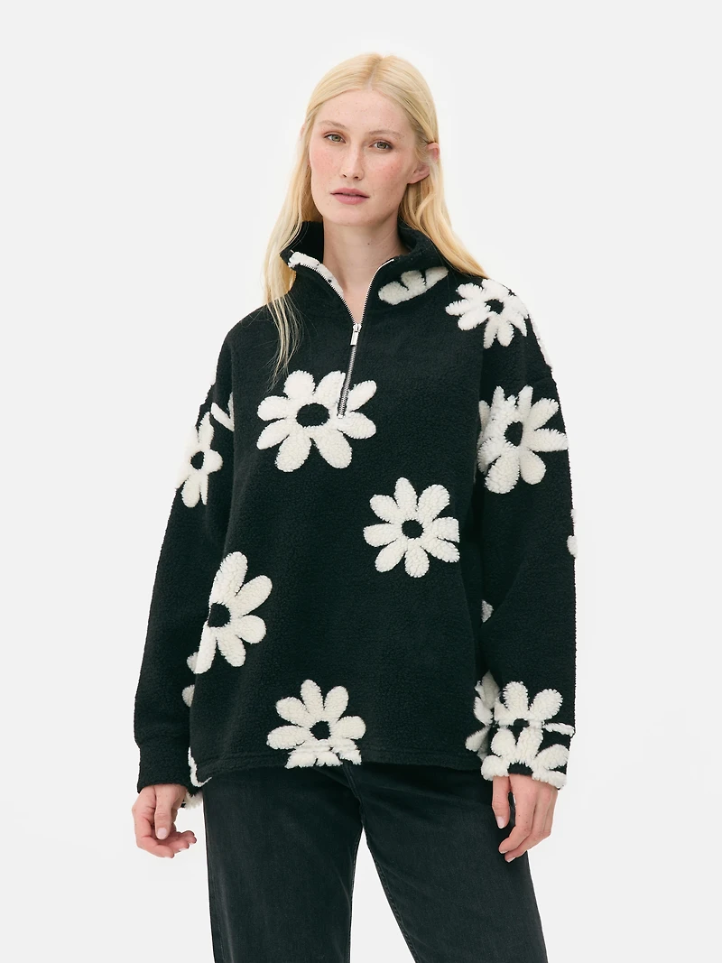 Printed Half Zip Borg Fleece