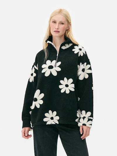 Printed Half Zip Borg Fleece