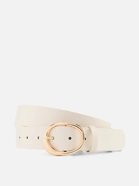 Women's Ivory Oval Buckle Belt