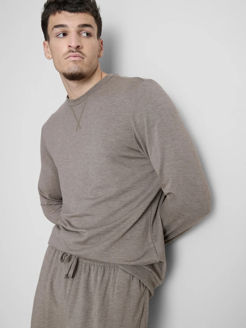 Men's Oatmeal Long Sleeve Pajama Top