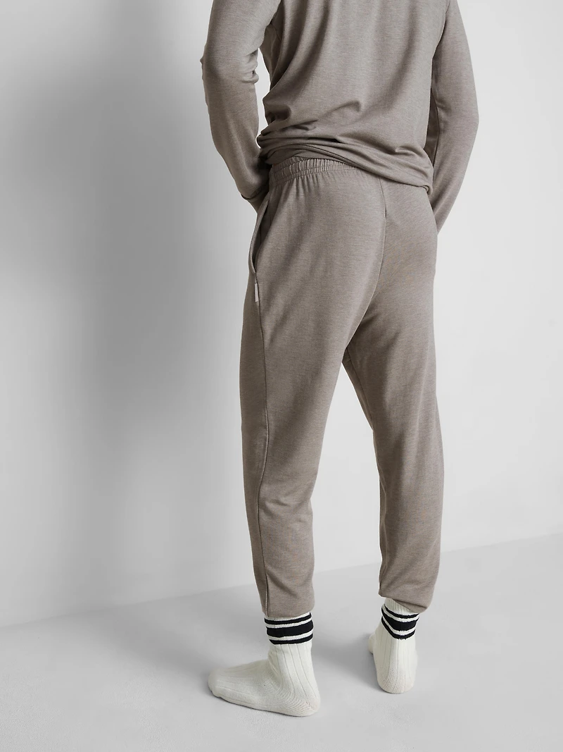 Men's Oatmeal Cuffed-Leg Drawstring Pajama Bottoms