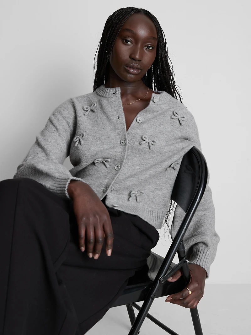 Bow Detail Knitted Cardigan