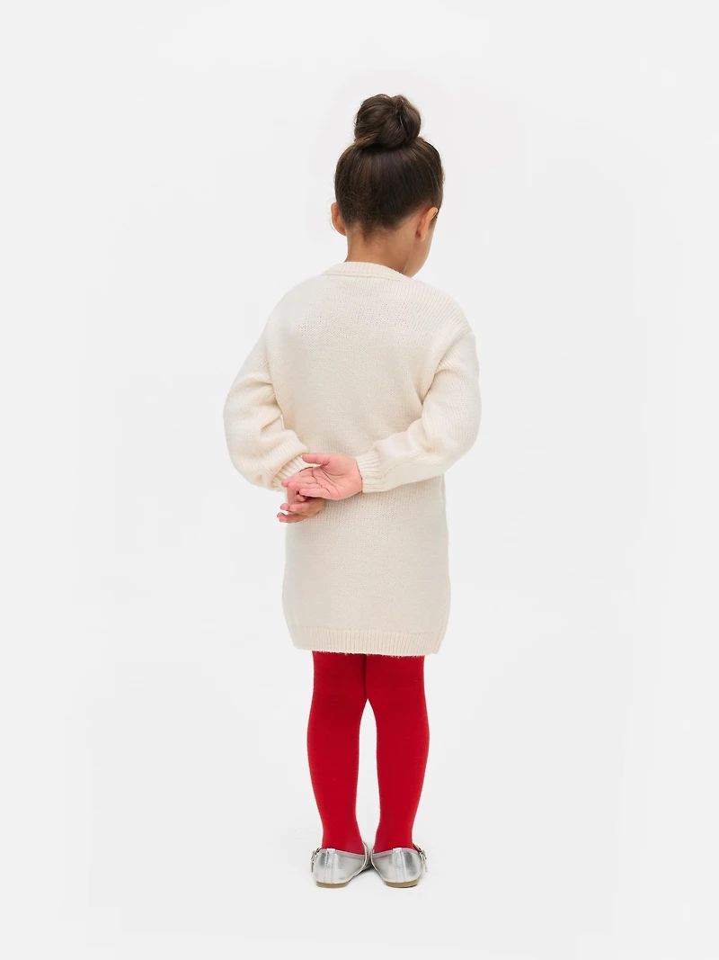 1.5-8yrs | Christmas Reindeer Sweater Dress and Tights Set