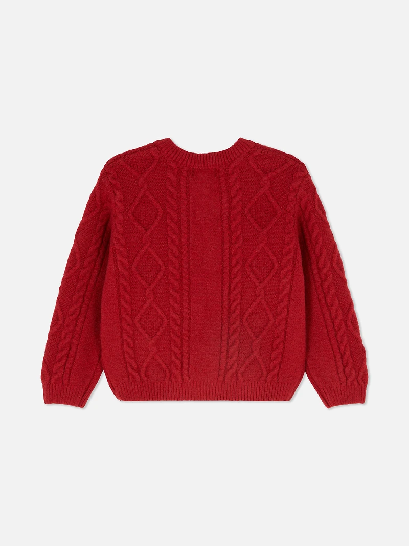 1.5-8yrs | Christmas Holly Cable Knit Cardigan