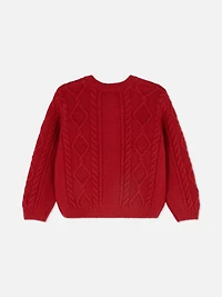 1.5-8yrs | Christmas Holly Cable Knit Cardigan