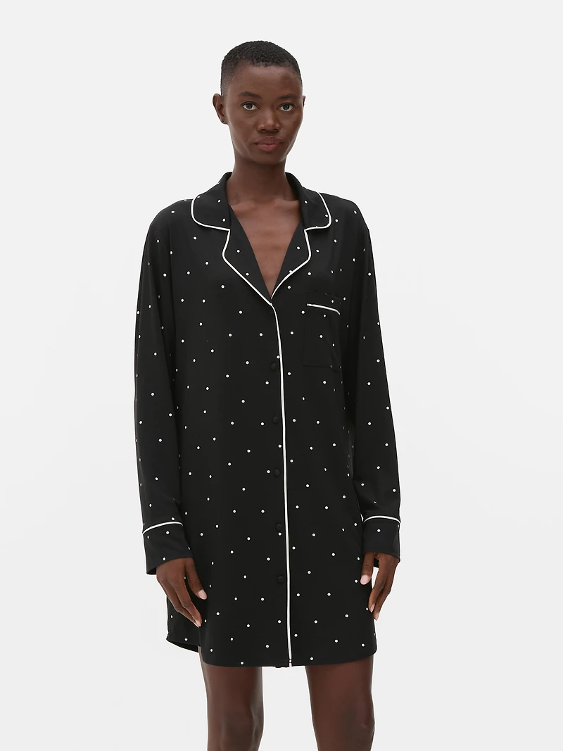 Relaxed Piped Nightshirt