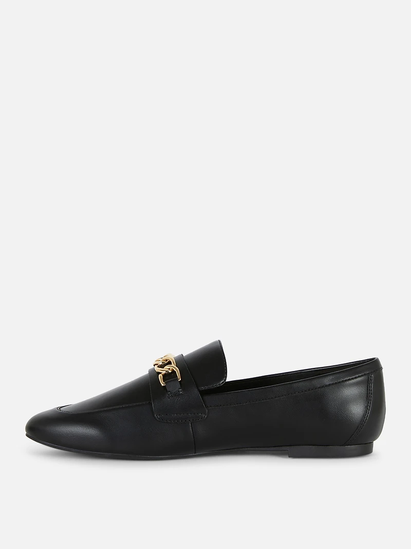Faux Leather Snaffle Loafers