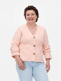 Breast Cancer Awareness Flared Sleeve Sculpted Cardigan