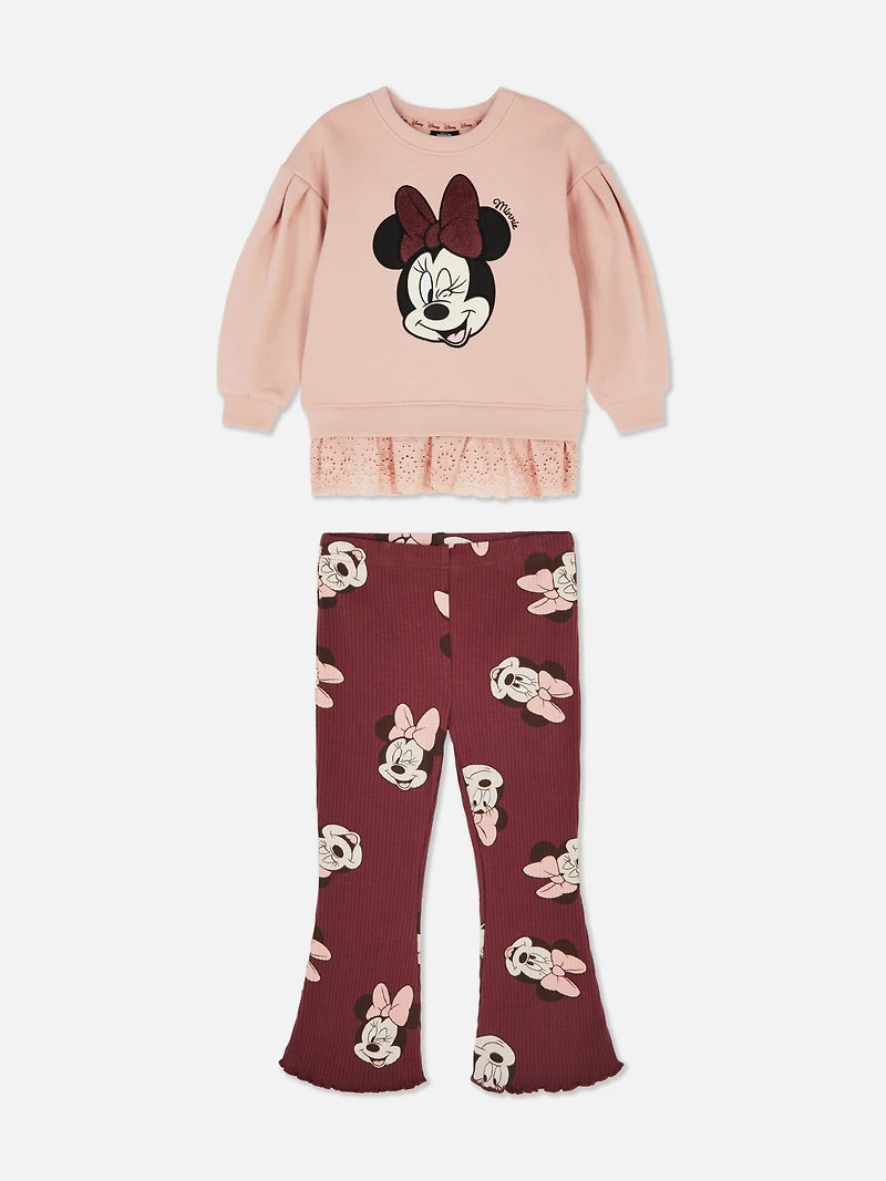 1.5-8yrs | Disney’s Minnie Mouse Ruffle Sweatshirt and Flare Leggings Set