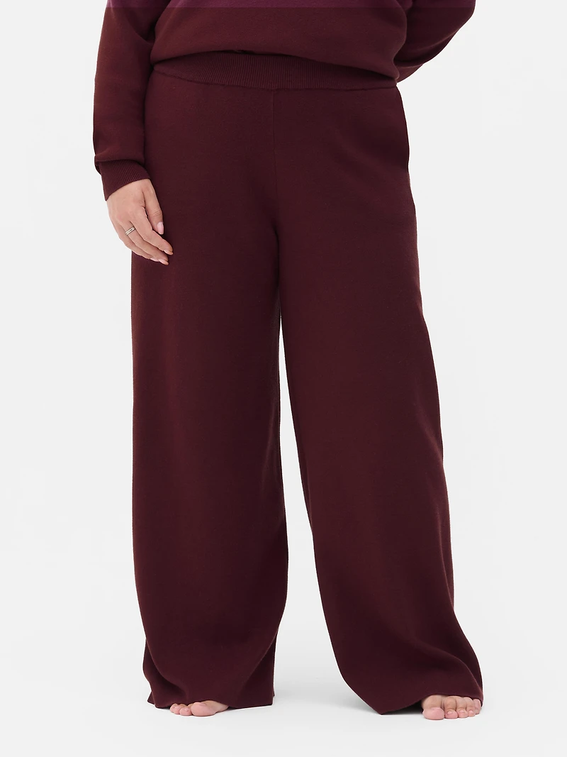 Compact Knit Wide Leg Pants