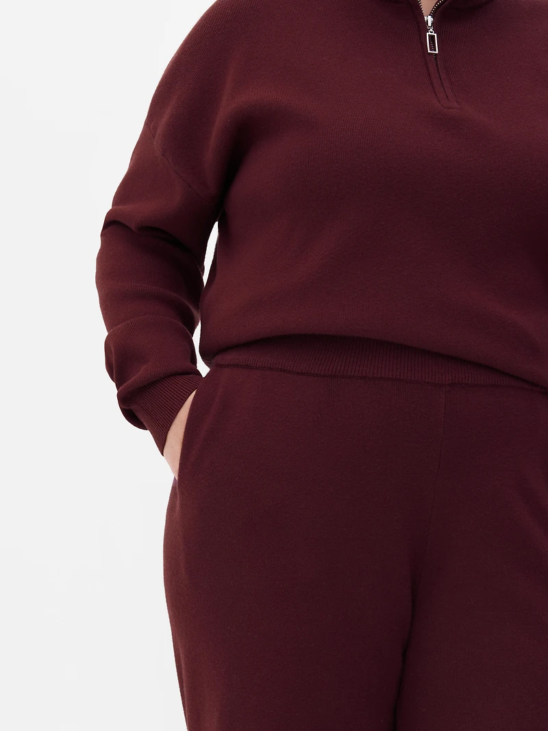 Compact Knit Wide Leg Pants