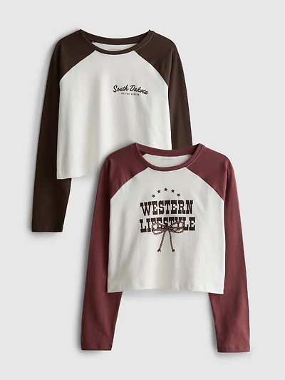 7-15yrs | 2pk Long Sleeve Graphic T-Shirts