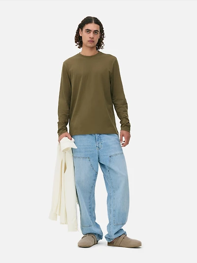 Men's Olive Essential Long Sleeve T-Shirt
