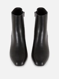 Faux Leather Block Heel Ankle Boots