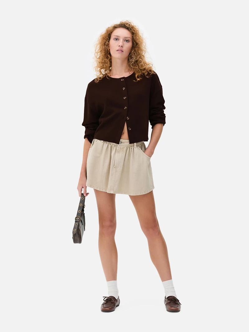 Ribbed Round Neck Cardigan