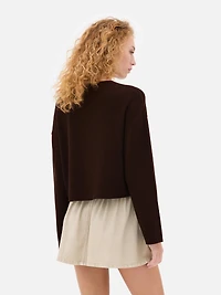 Ribbed Round Neck Cardigan