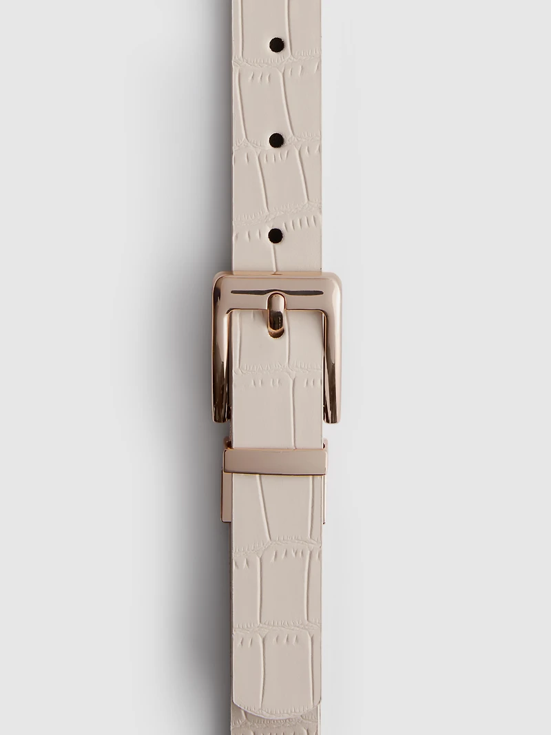 Reversible Belt With Metallic Buckle