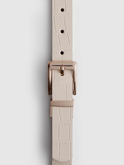 Reversible Belt With Metallic Buckle