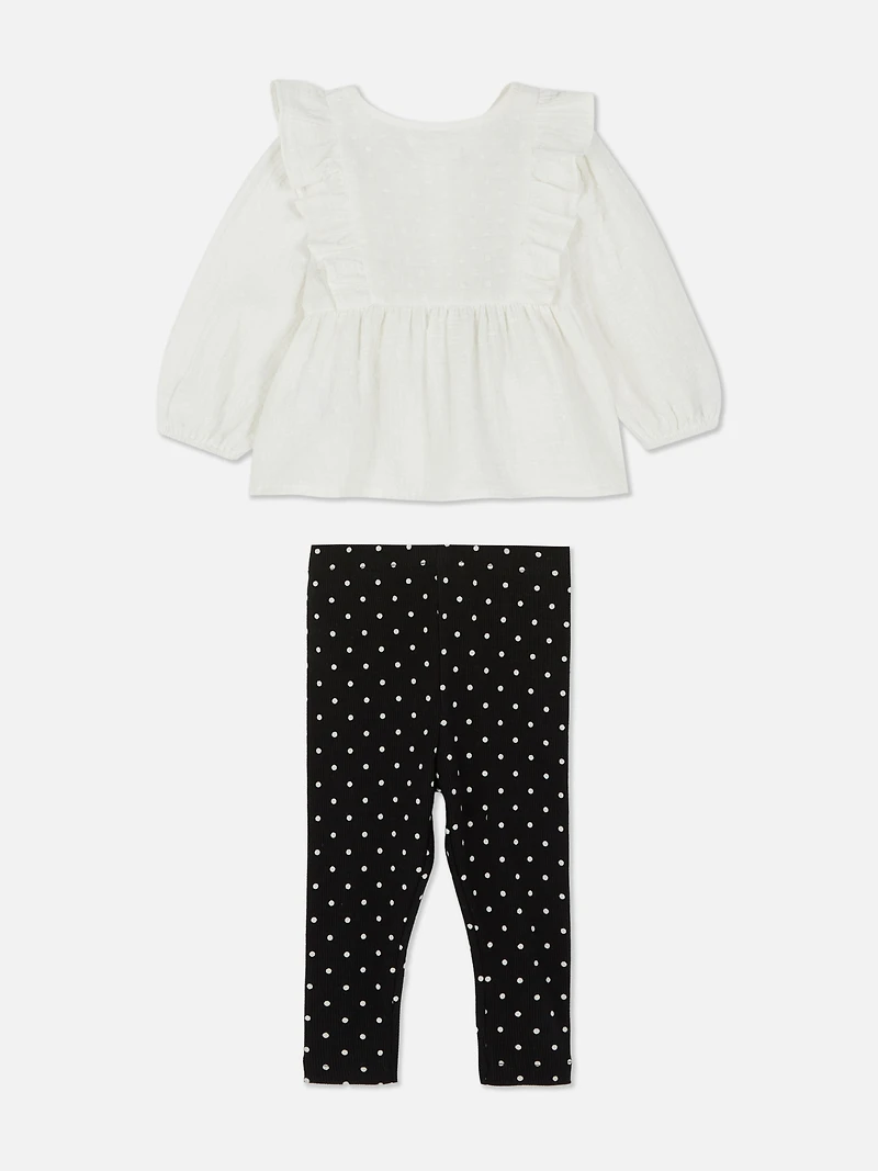 0-36mths | Ruffle Blouse and Leggings Set