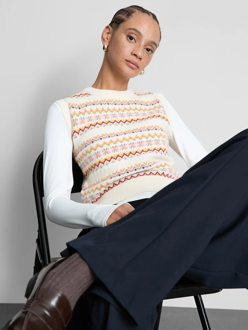 Paula Echevarría Knitted Fair Isle Vest