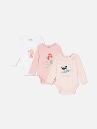 0-18mths | 3pk Disney Princesses Long Sleeve Newborn Bodysuits