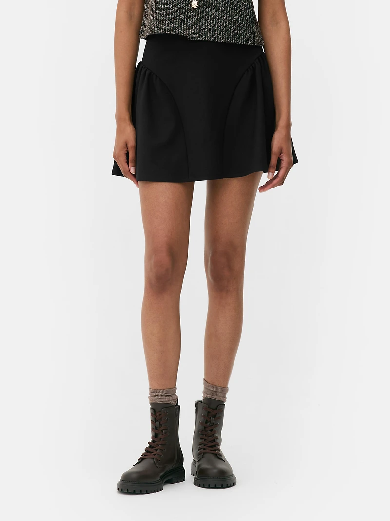 Flared Crepe Mini Skirt