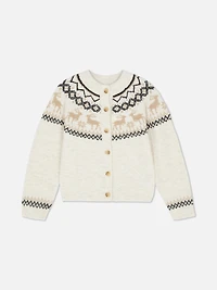 7-15yrs | Kid's Reindeer Fair Isle Family Christmas Cardigan