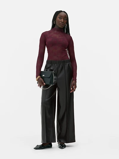 Rita Ora Faux Leather Wide Leg Pants